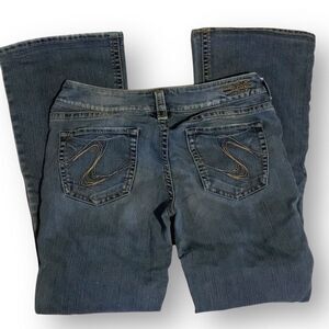 Silver Medium Wash Boot Cut Comfort Stretch Blend Jeans Women's size 30